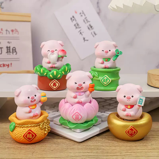 【猪你转运】创意福星佛系猪猪精致树脂公仔桌面装饰品工位摆件