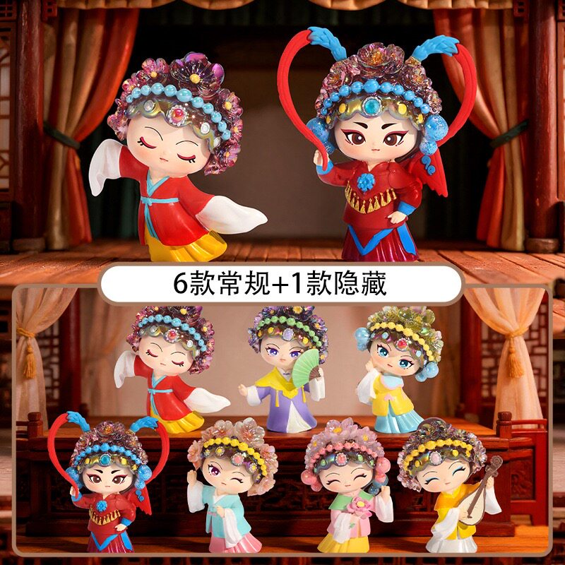 【簪花戏曲盲盒】京剧脸谱国潮京剧人物摆件装饰伴手礼物送老外