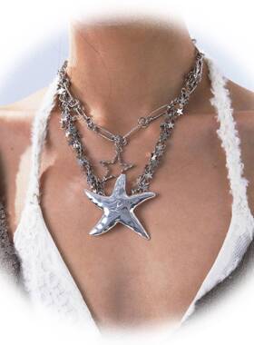新款2023年流浪部落海洋之星五角星海星项链百搭锁骨链情侣