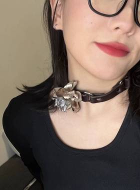 TweeOkay 22aw 凋零花 真皮马毛项圈 可调节 明星同款