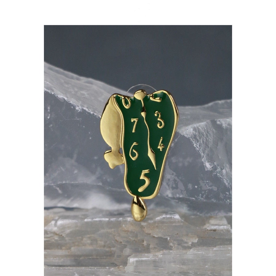 艺术家系列 | 达利《记忆的永恒》 融化时钟绿色视觉耳环