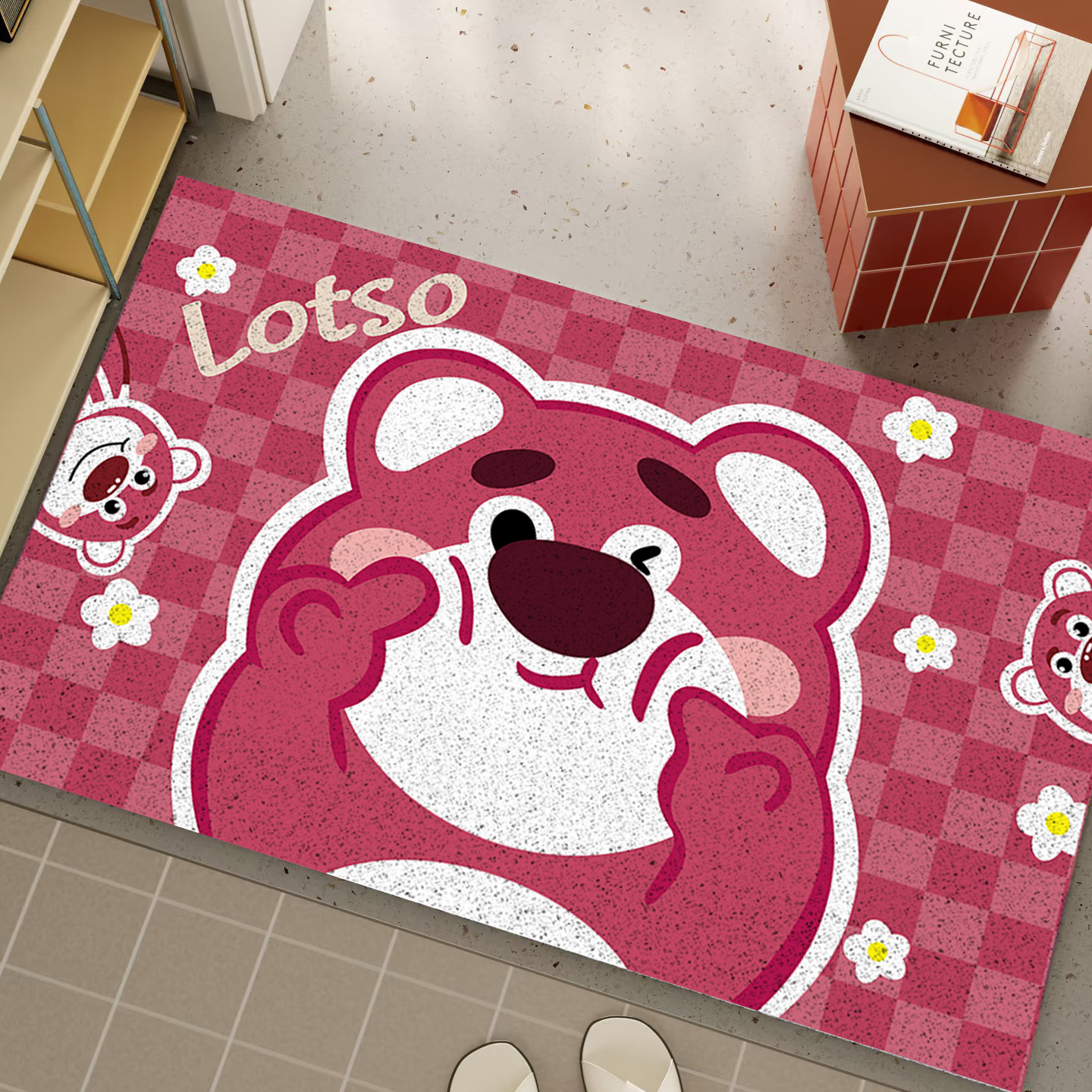 可爱草莓熊入户门地垫防滑脚垫