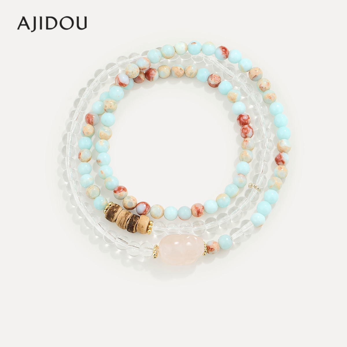 阿吉豆AJIDOU手链女款天然水晶手串叠戴串珠轻奢多巴胺高级感手饰