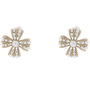 阿吉豆AJIDOU小香风珍珠花朵耳环简约耳钉轻奢高级感大气质耳饰女