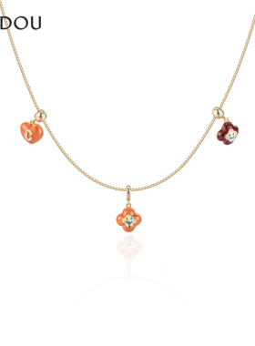 AJIDOU阿吉豆项链女款笑脸花花吊坠DIY短颈链