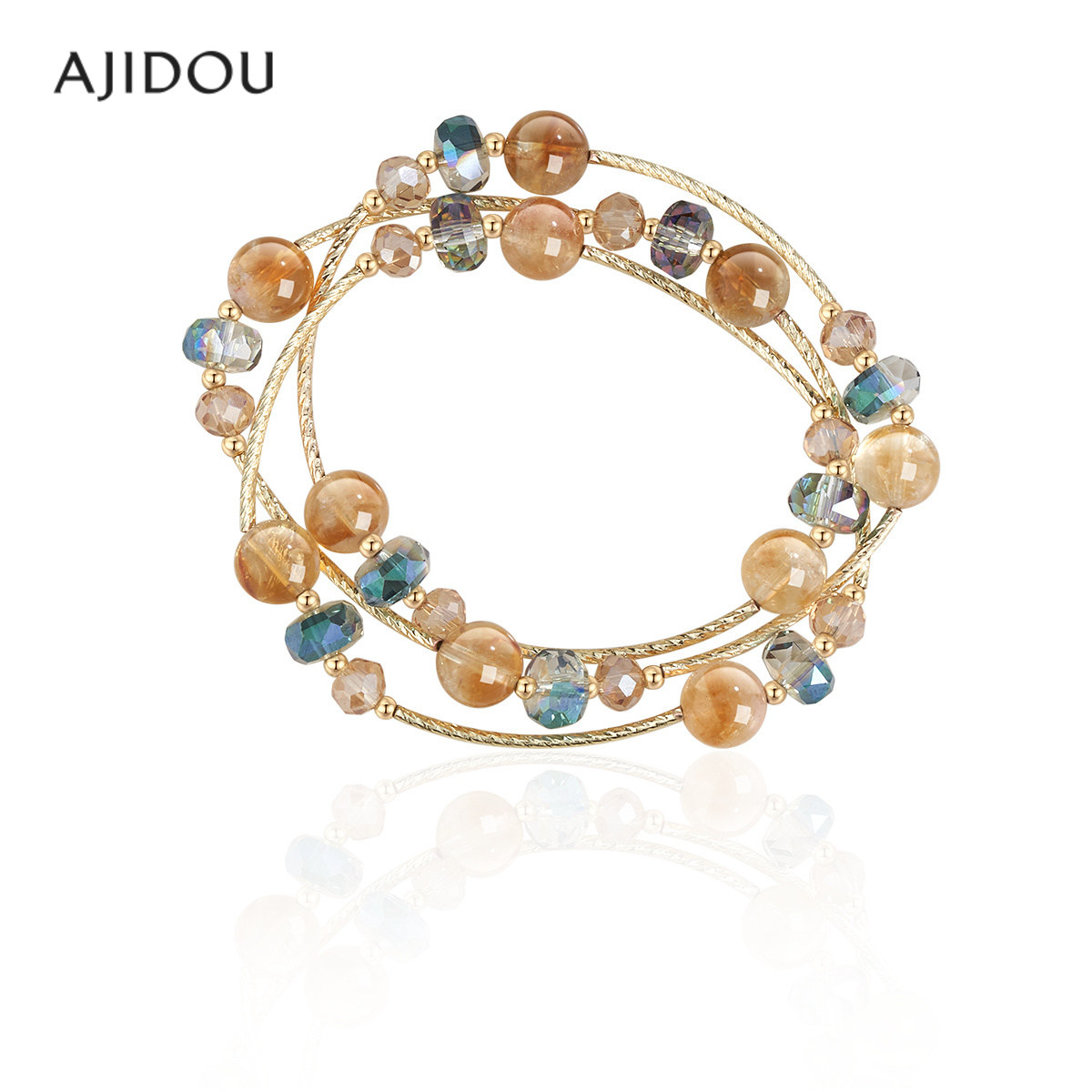 阿吉豆AJIDOU手饰女多层几何水晶叠戴串珠手链轻奢手串精致手饰品