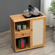 Tủ trà di động bàn trà bên tủ trạm pha trà ấm đun nước tích hợp trà bên tủ văn phòng bộ trà tủ bảo quản trà bàn trà gỗ sồi