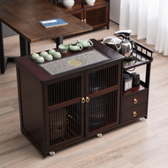 Bàn trà di động bàn trà nhà phòng khách gỗ nguyên khối bàn trà nhỏ bàn trà ấm đun nước tích hợp bảng phụ trà bên tủ bàn trà chân sắt