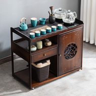 Bàn trà, bàn trà, bàn cà phê nhỏ di động gia đình, ấm đun nước hoàn toàn tự động, tích hợp tủ bên xe trà nhỏ bằng gỗ nguyên khối kung fu bàn trà gỗ lũa