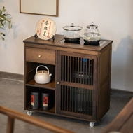 Nhà di động bàn trà phòng khách bàn trà nhỏ bên tủ bàn cà phê ấm đun nước tích hợp bàn trà gỗ nguyên khối tủ trà bộ trà bàn trà tân cổ điển
