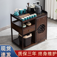 Bàn trà, bàn trà, xe trà gia đình di động, ấm đun nước, bàn trà nhỏ bằng gỗ nguyên khối tích hợp, máy pha trà kung fu có bánh xe bàn trà gỗ sồi