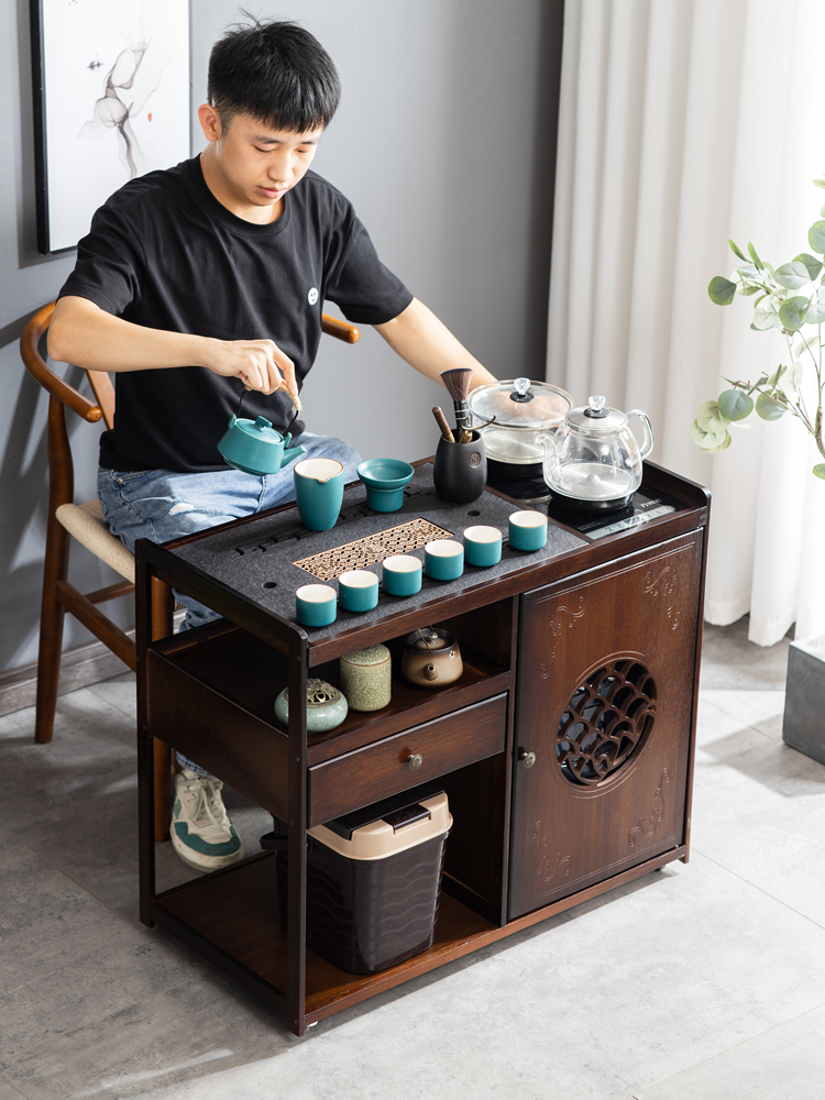 茶台茶桌移动家用小茶几全自动可烧水壶一体实木功夫小型茶车边柜