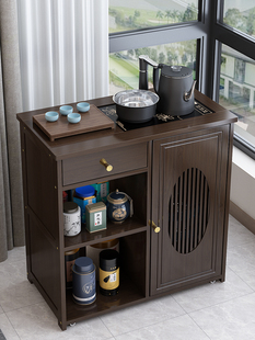 新中式移动茶水柜茶台客厅边几家用烧水壶一体套装泡茶几带轮茶车