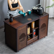 Gỗ chắc chắn bàn trà bàn trà di động hộ gia đình nhỏ đựng trà ấm đun nước tích hợp bàn trà nhỏ kungfu có thể pha trà có bánh xe ban tra