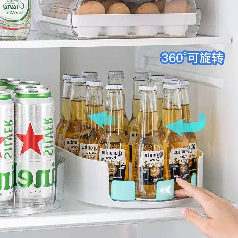 冰箱饮料收纳盒旋转啤酒可乐易拉罐整理神器橱柜台面调料瓶罐托盘