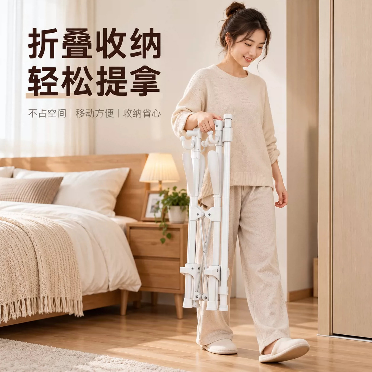 免安装晾衣架家用落地折
