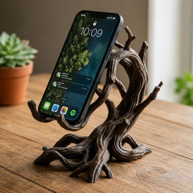 3D打印根雕风手机支架桌