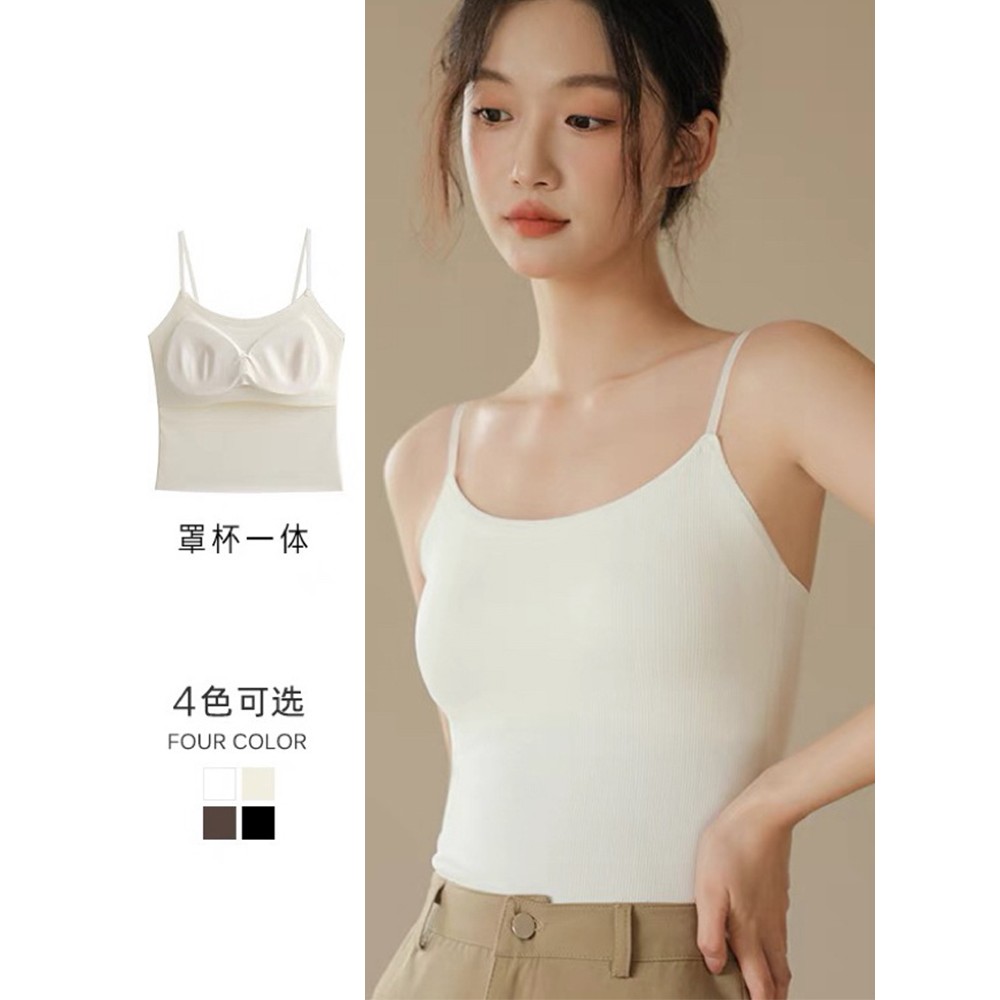 冰丝吊带背心女内搭2025新款爆款夏季薄款小胸显大美背内衣带胸垫