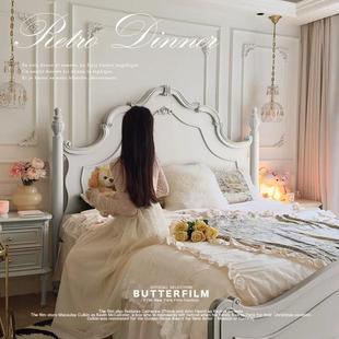 轻奢实木床灰色法式 美式 公主床.m双人床主卧室高端大气奶油风床