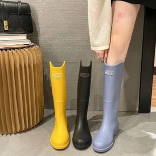 高筒雨靴秋冬平底棉季 加防滑长筒防水风长靴 雨鞋 轻便马丁圆头时尚