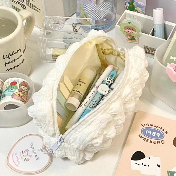 高大容量日系简约可爱奶油纯色女生笔袋铅笔盒ins颜值文具盒泡芙