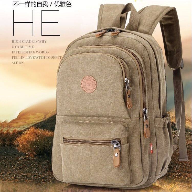 多功能双肩包结实耐用帆布包军绿色书包小学生初高中上课特厚外出