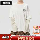 运动服休闲潮流假两件情侣装 MLB正品 T恤2026春季 新款 男女同款 长袖