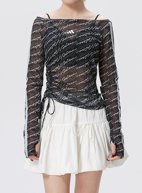 阿迪达斯女装2026春季新款三条纹一字领时尚休闲长袖T恤潮KS5308