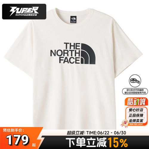 TheNorthFace北面短袖经典黑标白T男女同款圆领透气上衣运动T恤衫