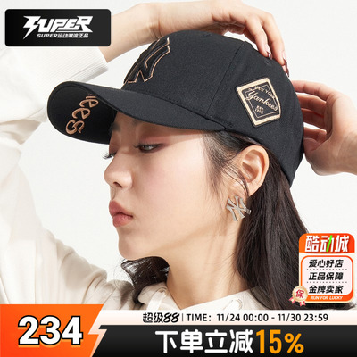 MLB官方正品棒球帽大标硬顶NY鸭舌帽男帽女帽遮阳帽运动休闲帽子