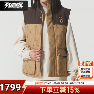 MLB正品羽绒马甲男女同款潮流立领夹克冬季新款舒适保暖无袖外套