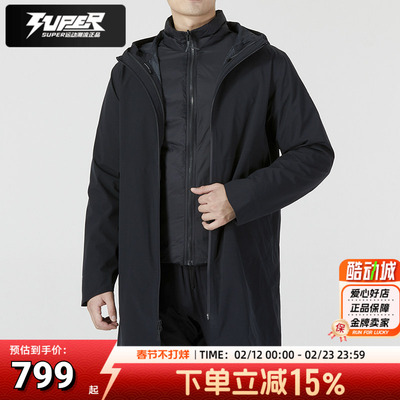 安德玛正品男子黑色运动服新款ColdGear Infrared 三合一羽绒夹克