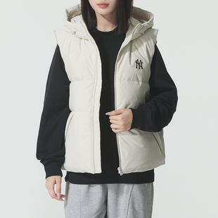 新款 MLB正品 羽絨馬甲男女情侶裝 25冬季 外套 潮流保暖連帽夾克無(wú)袖