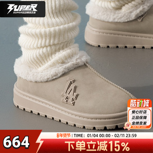 MLB官方正品男鞋女鞋加绒保暖棉鞋25秋季新款时尚潮流低帮休闲鞋