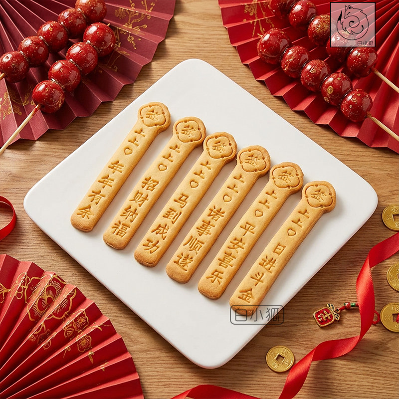 幸运抽签饼干模具马年新年祝福文字曲奇印膜翻糖切膜DIY烘培工具