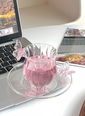 蝴蝶主人杯家用单杯玻璃功夫茶杯个人高档喝茶品茗杯茶具仙女杯