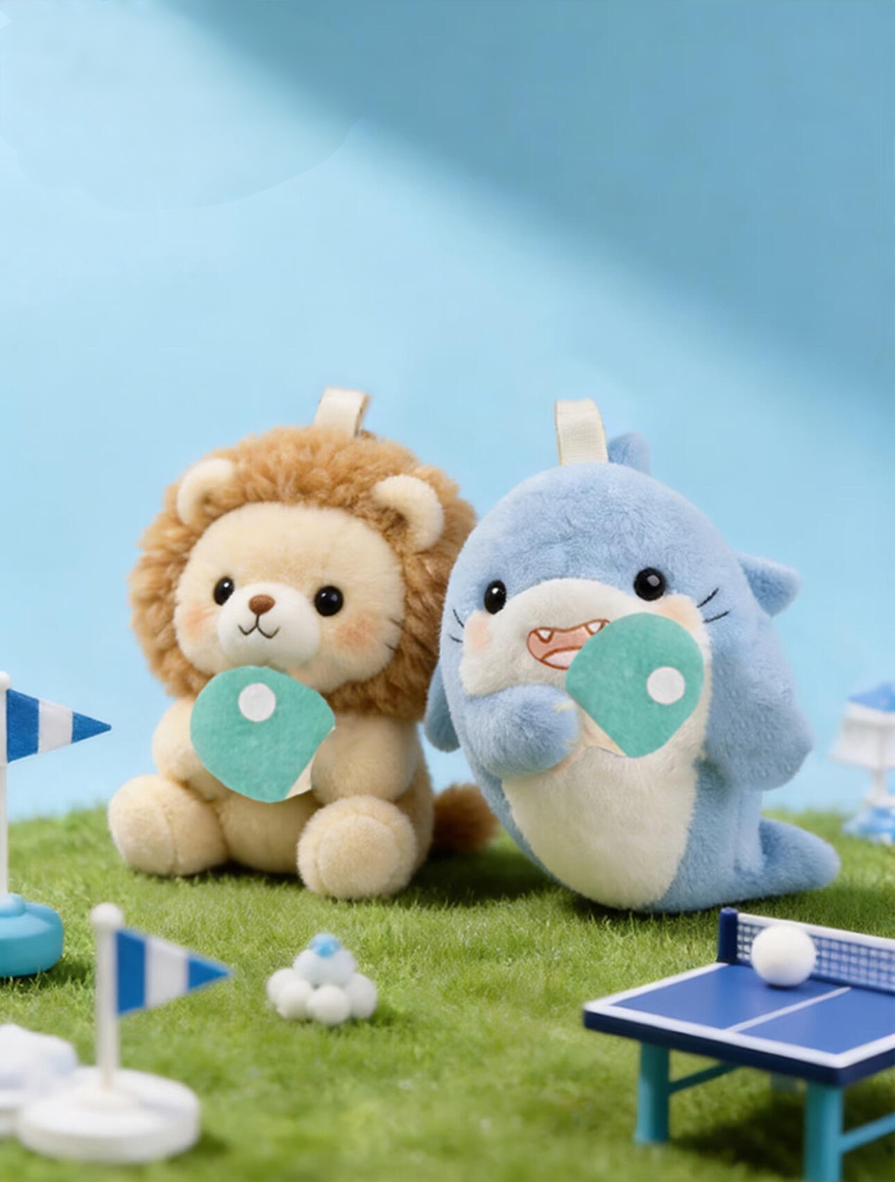 肥鲨莎头组合王楚钦孙颖莎澳门世乒赛鲨鱼狮子毛绒玩偶挂件公仔