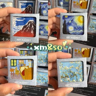 日本美浓烧浮雕浮世绘梵高莫奈艺术展览限定陶瓷磁吸冰箱贴送礼