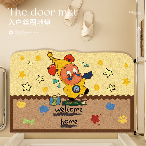 卡通星星人入户门地垫家用门口丝圈脚垫耐脏防滑门垫进门玄关地毯