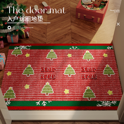 圣诞地毯氛围感地垫入户门垫丝圈进门喜庆脚垫防滑室外门口垫子