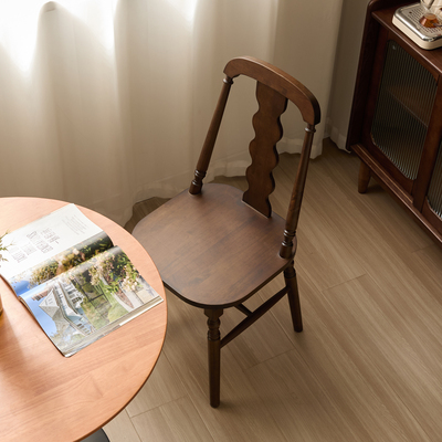 中古风法式复古实木餐椅家用靠背椅子家用餐厅休闲美式地中海椅子