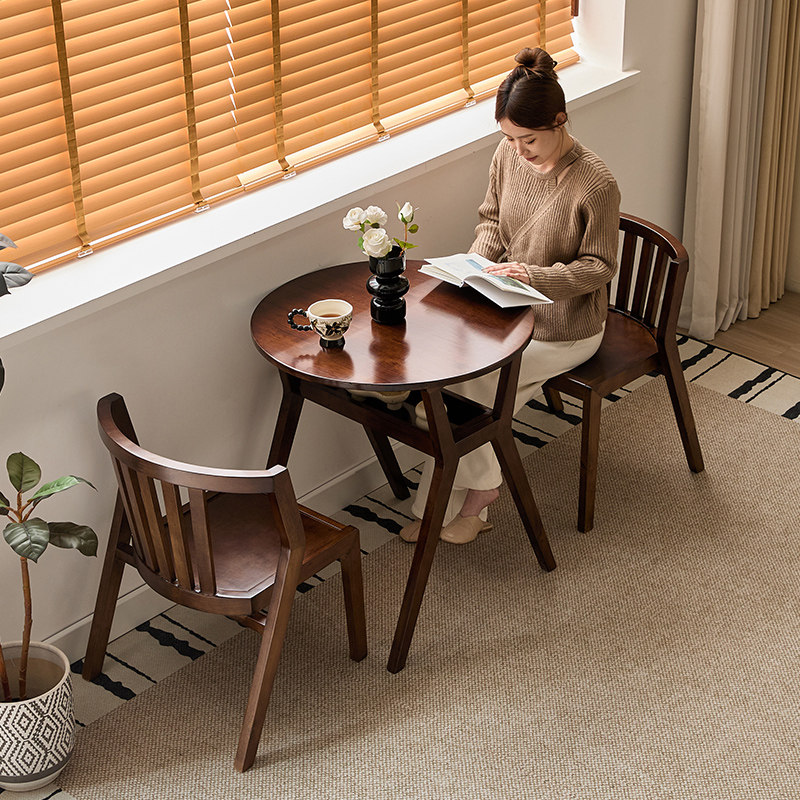 阳台小户型桌椅休闲组合套装茶桌一桌二椅实木圆形小型喝茶三件套,住宅家具,桌椅套件,淘宝优惠券,粉丝福利购,淘宝优惠卷