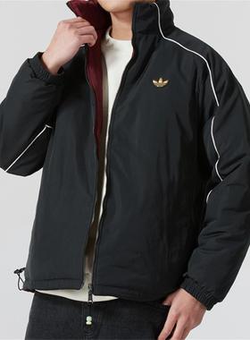 阿迪达斯三叶草男子外套2025春季蛇年款舒适保暖两面穿棉服KA0821