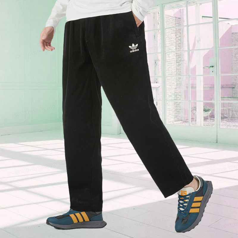 新款加绒保暖宽松直筒休闲长裤