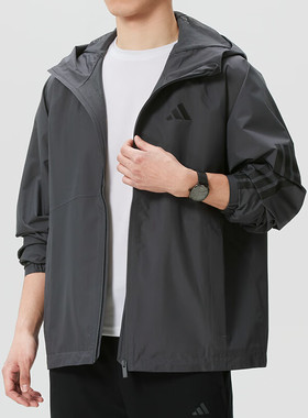 Adidas阿迪达斯男子外套2026春季新款舒适宽松连帽休闲夹克KE0272