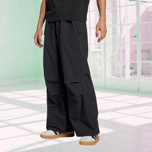 阿迪达斯三叶草男款裤子2025夏季新款舒适宽松阔腿运动长裤JD2111