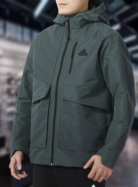 Adidas阿迪达斯男子外套2024春季新款梭织防风宽松连帽夹克IT3952