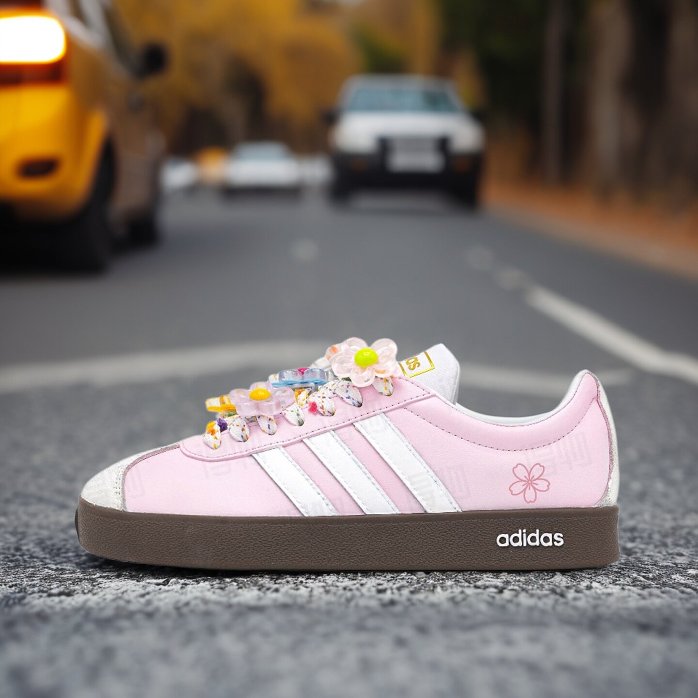 【球鞋定制】Adidas阿迪达斯 VL COURT 花海漫游 男女款低帮板鞋