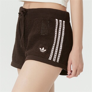 阿迪达斯三叶草女裤子2026夏季新款舒适透气半透明运动短裤KE0197