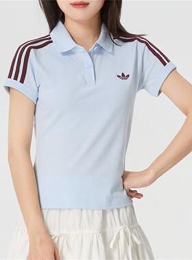 阿迪达斯三叶草女短袖2026夏季新款修身百搭简约休闲POLO衫KD3698